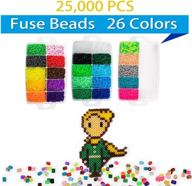 Inscraft 25,000 pcs Fuse Beads Kit 26 Colors 5MM, Including 127 Patterns, 4 Big Square, 1 Heart Pegboards, 1 Flower Ironing Paper, Tweezers, Beads Compatible by INSCRAFT - Image 2